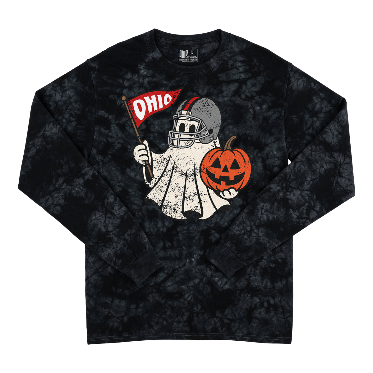 Ghost Long Sleeve (Black Tie-dye)